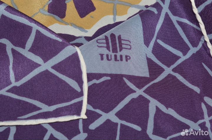 Винтажный шелковый платок сиреневый шелк