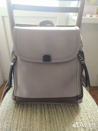 Рюкзак женский натуральная кожа бежевый