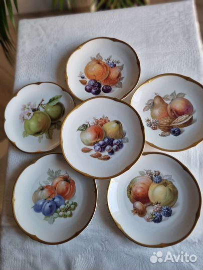 Антикварные тарелки фрукты Shumann 19см