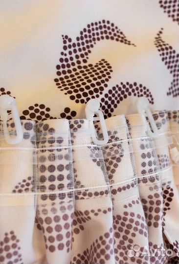 Штора 280х250см, Белый с коричневым вензелем