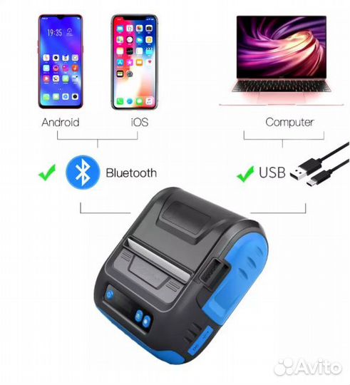 Мобильный принтер этикеток и чеков MHT-P29L USB+BT