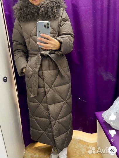 Пуховик женский длинный с капюшоном 42/44
