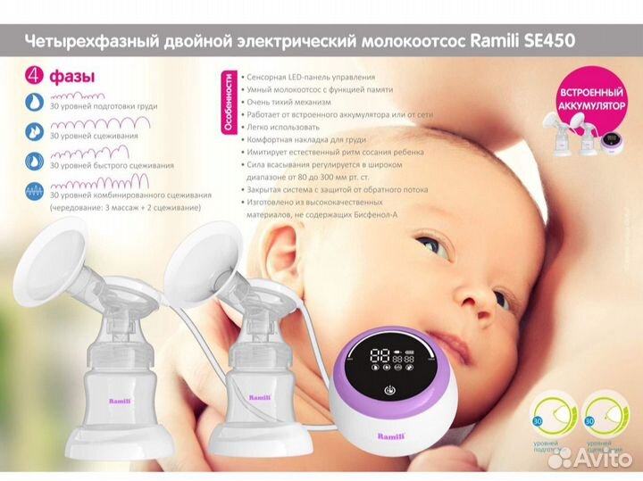 Молокоотсос новый ramili SE450 электрический