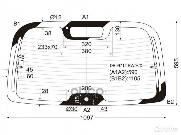Стекло заднее с обогревом chrysler PT cruiser H
