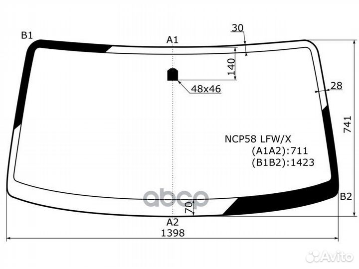 Стекло лобовое Toyota Probox 02-14 / Mazda Fami