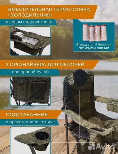 Стул складной, с холодильником, нагрузка до 200кг