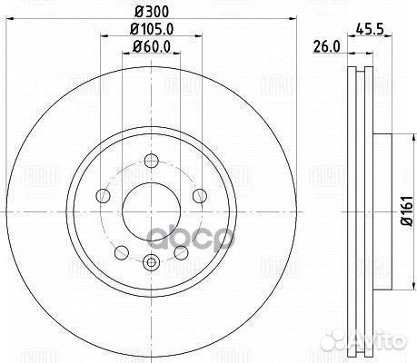 Диск тормозной opel mokka 12- передний D 300мм