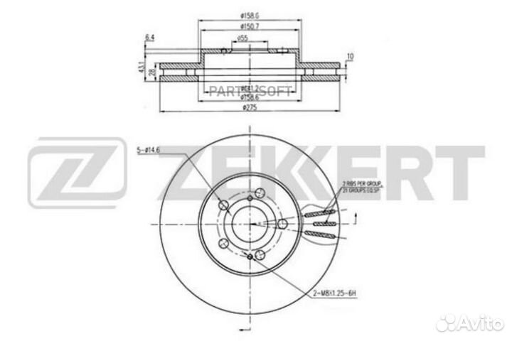 Zekkert BS-6334 Диск торм. перед. Toyota Wish (E10