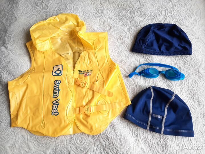 Шапочка для плавания детская жилет очки