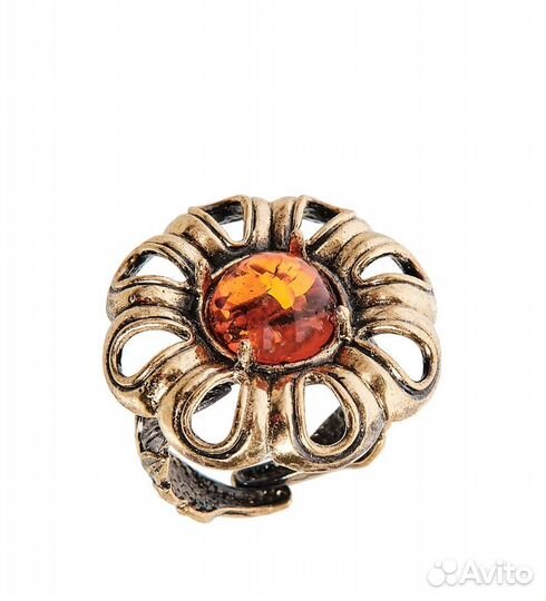 Кольцо Василек (латунь, янтарь) A2161261