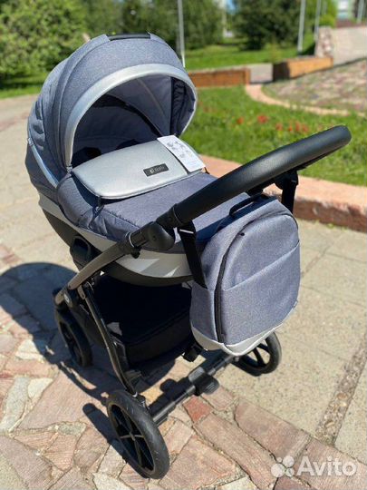 Коляска Tutis Nanni 2в1 сер/кожа Серебро/черн.рама