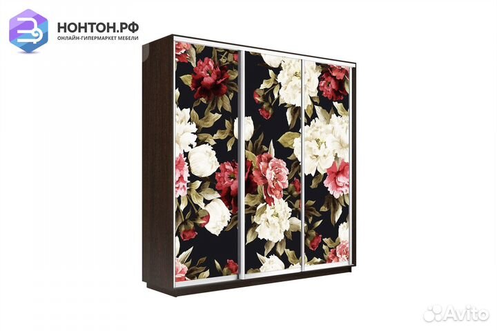 Шкаф-купе 3-х дверный Нонтон фото №1020 / венге