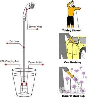 Походный душ на аккумуляторе