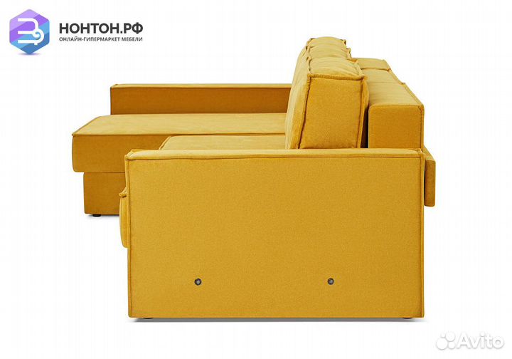 Диван угловой еврокнижка трехместный Тревис желтый