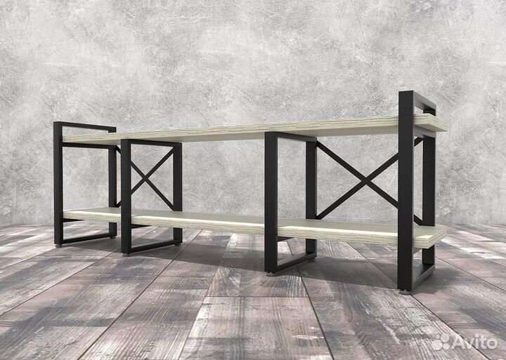 Тумба под тв Айсберг Лофт 160 черный/дуб крафт бел