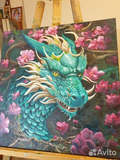 Картина маслом. Год зелёного Дракона