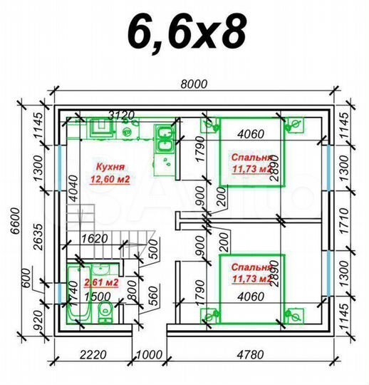 Дом 48 м² на участке 2 сот.
