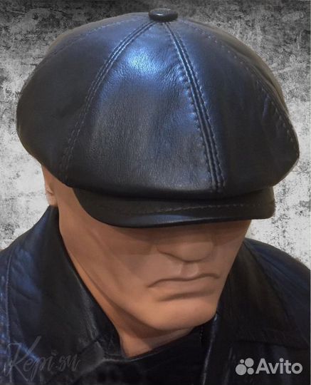 Кепка кожаная мужская, восьмиклинка новая