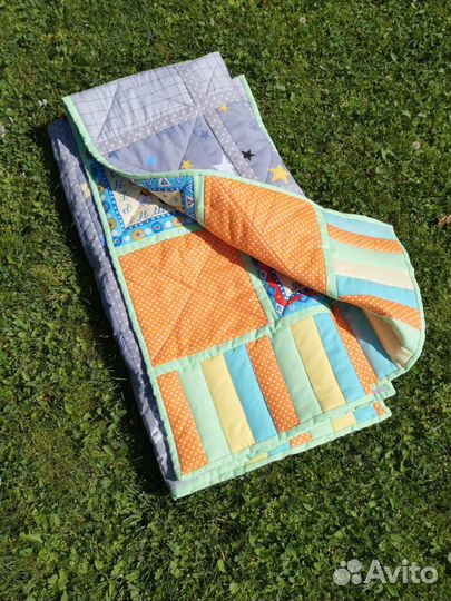 Лоскутное детское одеяло 134*104 ручная работа