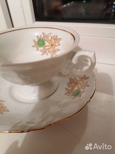 Чайная пара, молочник фарфор, Польша, Wawel