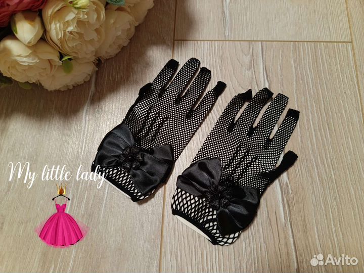 Перчатки детские чёрные стиль Уэнсдей Адамс новые