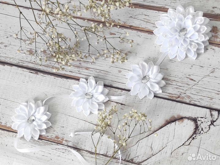 Лента в косу школьные бантики ручной работы