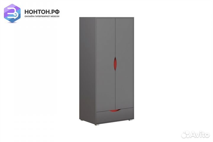 Шкаф 2-х створчатый Неаполь графит / красный