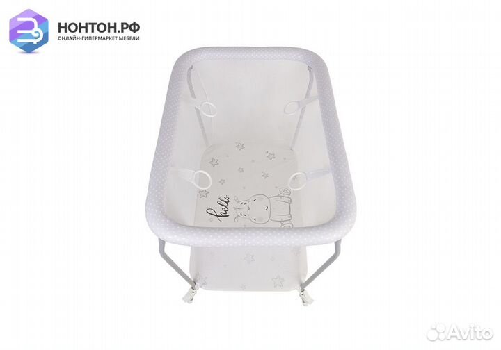 Манеж Classic принт Бегемотик / серый