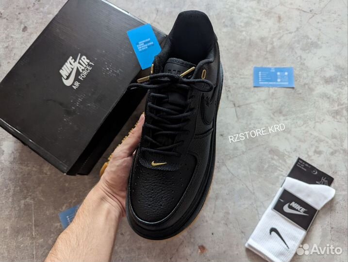 Кроссовки Nike Air Force 1 low Black Gum + подaрок