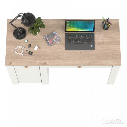 Стол письменный Моби Джастин 12.154 цвет белый шагрень/дуб белый эксклюзив