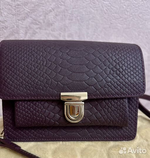 Сумка бордо кожанная