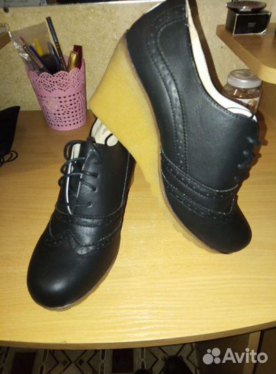 Туфли ботильоны женские на платформе, натуральная