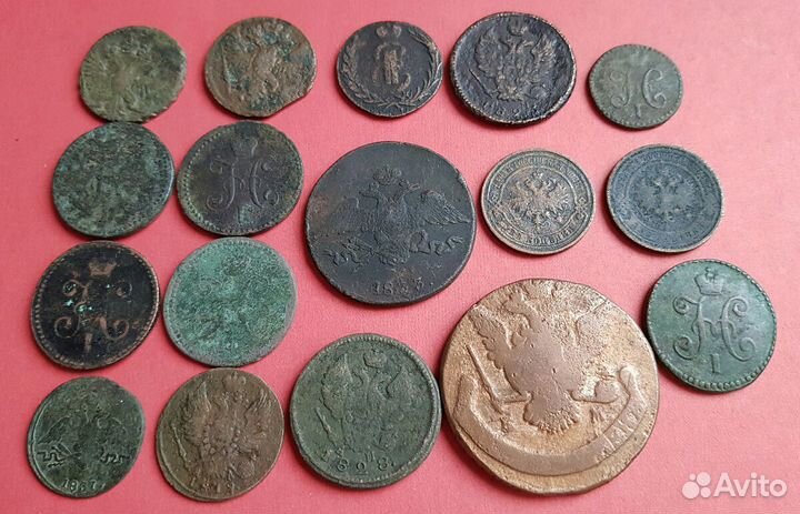 Царские медные монеты. Медный пятак. Оригинал