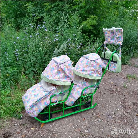 Санки усиленные для двойни Богатырь + доставка