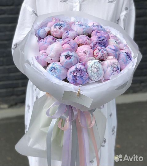 Пионы Голубые цветы доставка 24/7 букеты