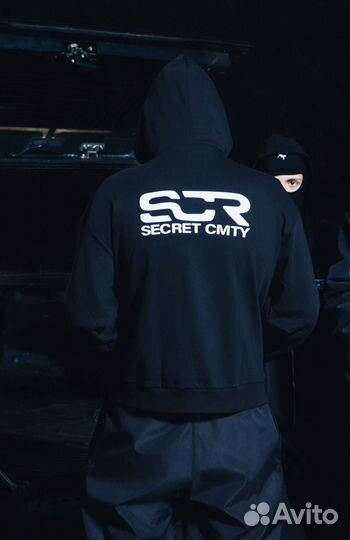 SCR secret ZIP-mask hoodie black V2