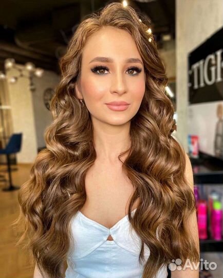 Локоны и макияж с выездом, свадебный образ