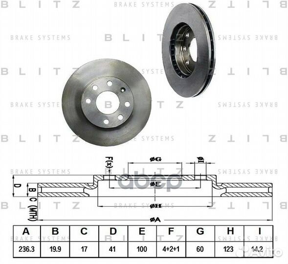 Диск тормозной передний вентилируемый перед