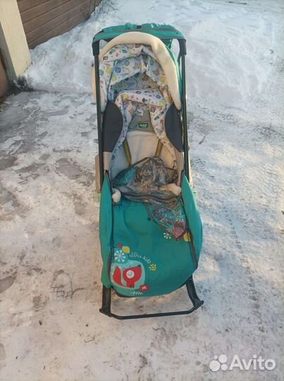 Детские зимние санки на колесах