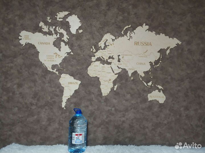 Карта мира на стену (фанера)