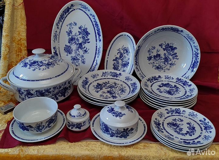 Столовый сервиз цветы под гжель Henriette Bohemia