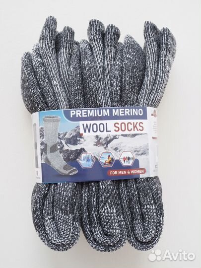 Носки теплые шерсть мериноса США 3 пары р. S-M