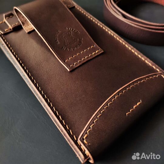 Сумка-чехол для смартфона из натуральной кожи