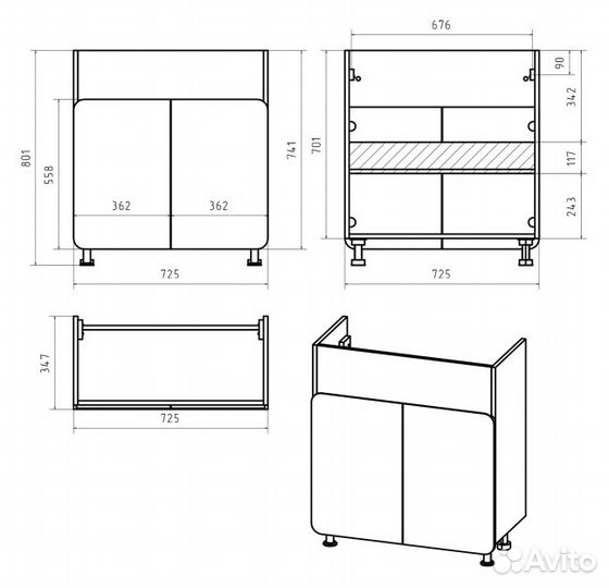 Тумба с раковиной Misty П-Чег-01075-011/mst-028230