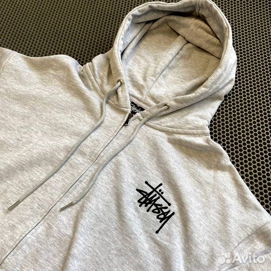 Зип худи stussy серая