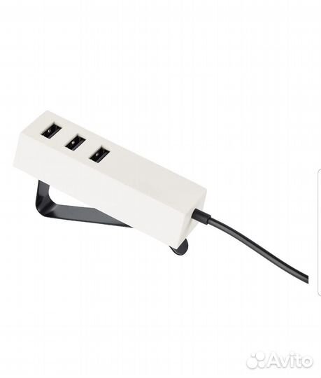 Зарядное устройство на USB с зажимом. Черный/белый