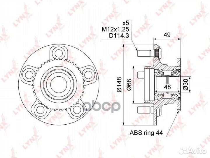 Ступица колеса зад прав/лев WH1048 lynxauto