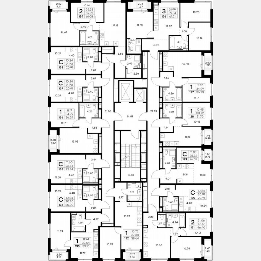3-к. квартира, 61,2 м², 10/12 эт.