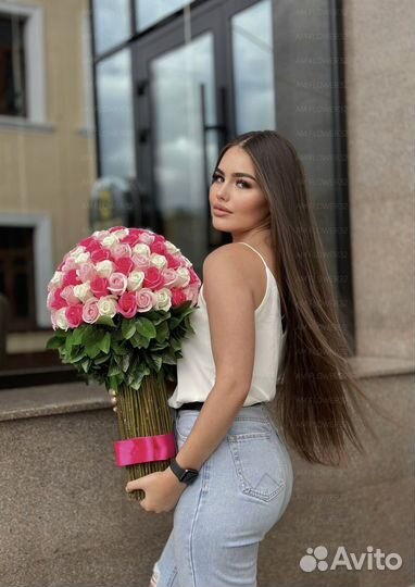 Авторский букет роз цветы 101, 125 мыльные розы