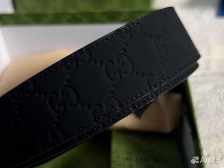 Ремень Gucci GG Black Leather Belt